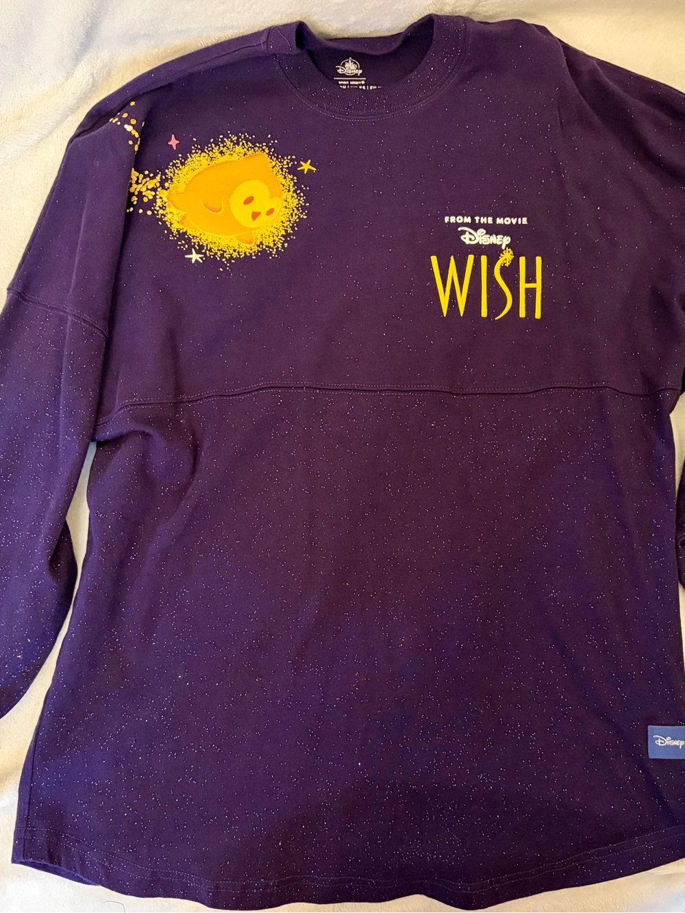 Disney Purple 'Wish' women’s Long Sleeve Sweatshirt with Yellow Graphic